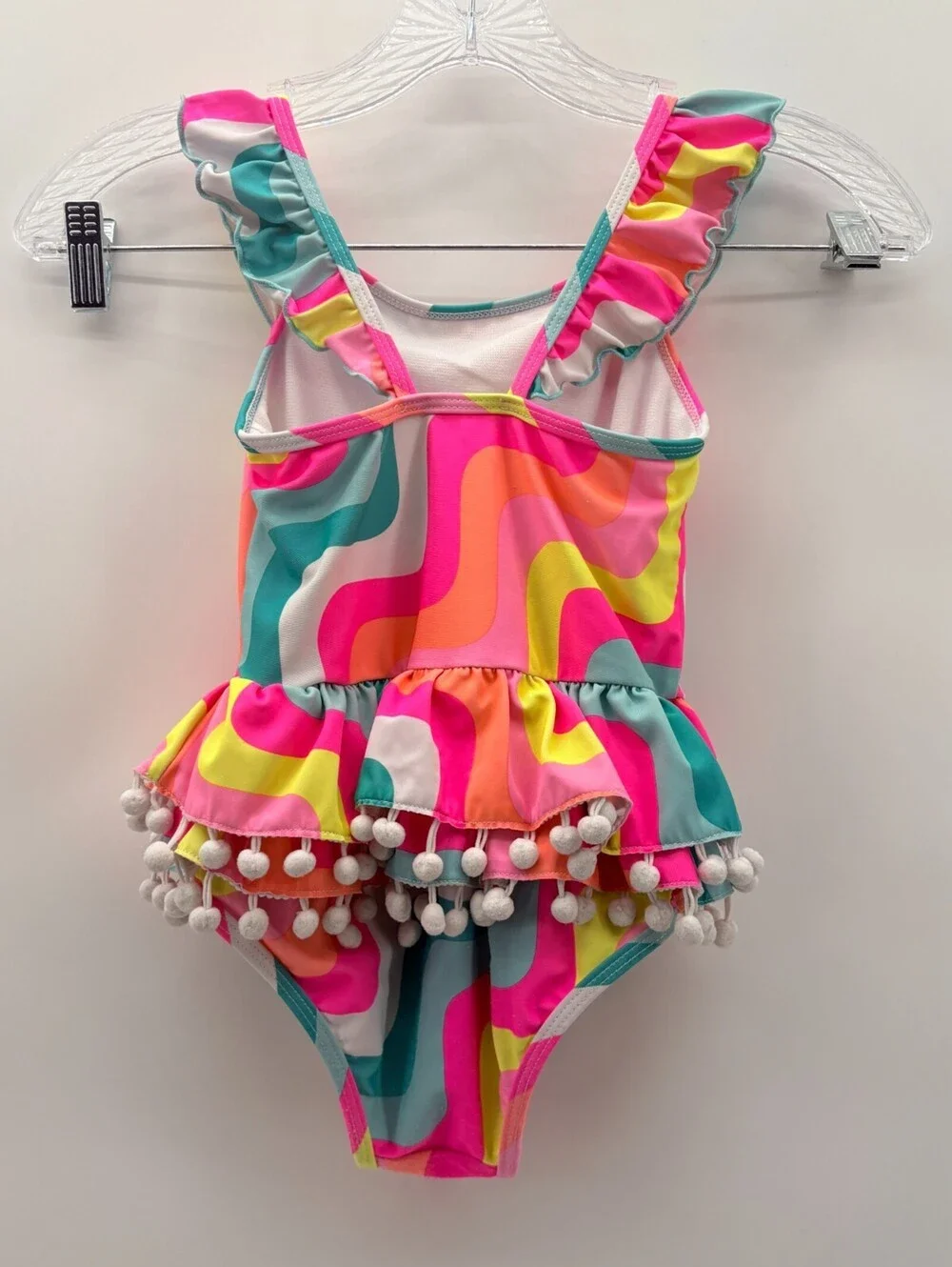 Betsey Johnson Toddler Girl's Unicorn Sequins PomPoms One Piece Swim Suit 2T